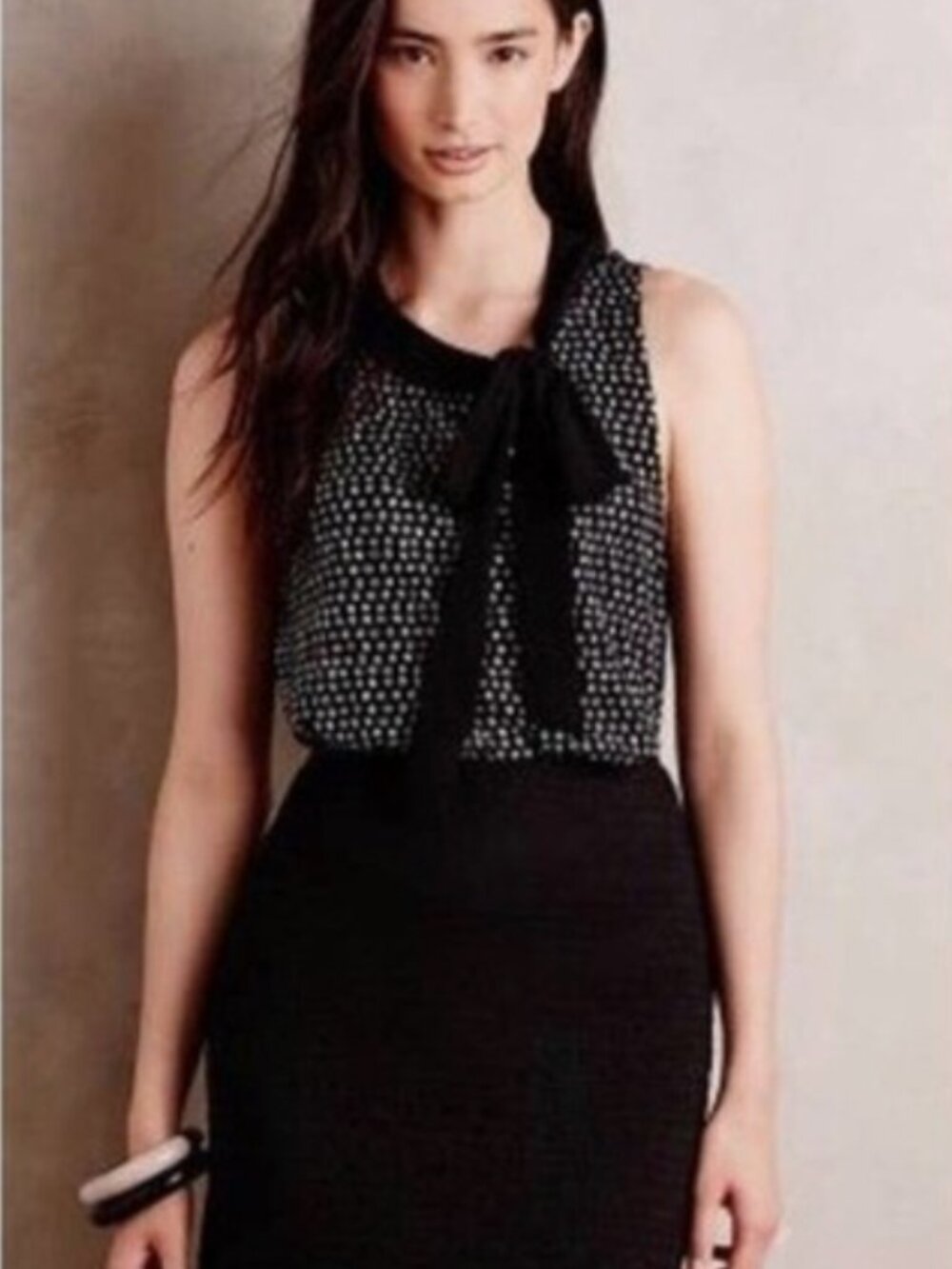 EUC XS Deletta tie neck bow cotton and modal tank top